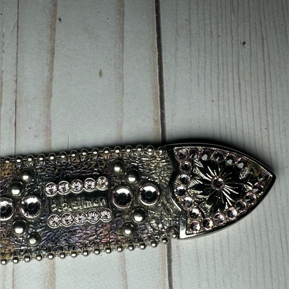 BB Simon Western Belt Cowgirl Silver Studded - Picture 2 of 5